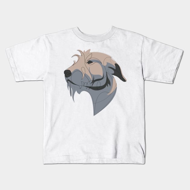 Scottish Deerhound - continuous line Kids T-Shirt by addillum